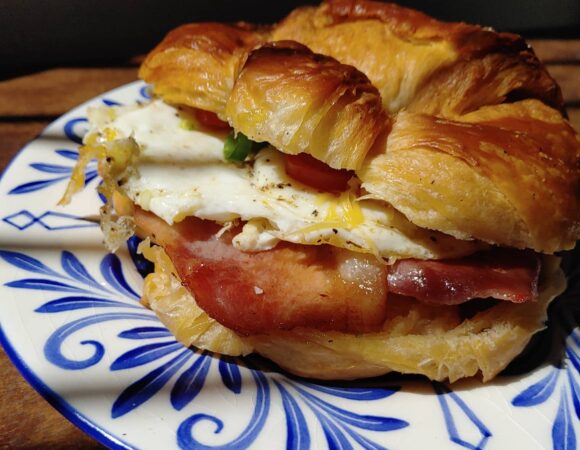Croissant bacon and egg at The Alma Cafe